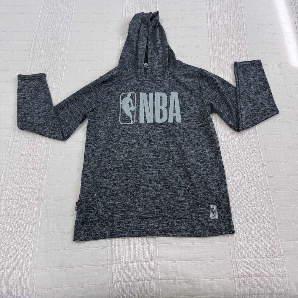 NBA Hoodie Boys L 14-16 Gray Space Dye Basketball Pullover